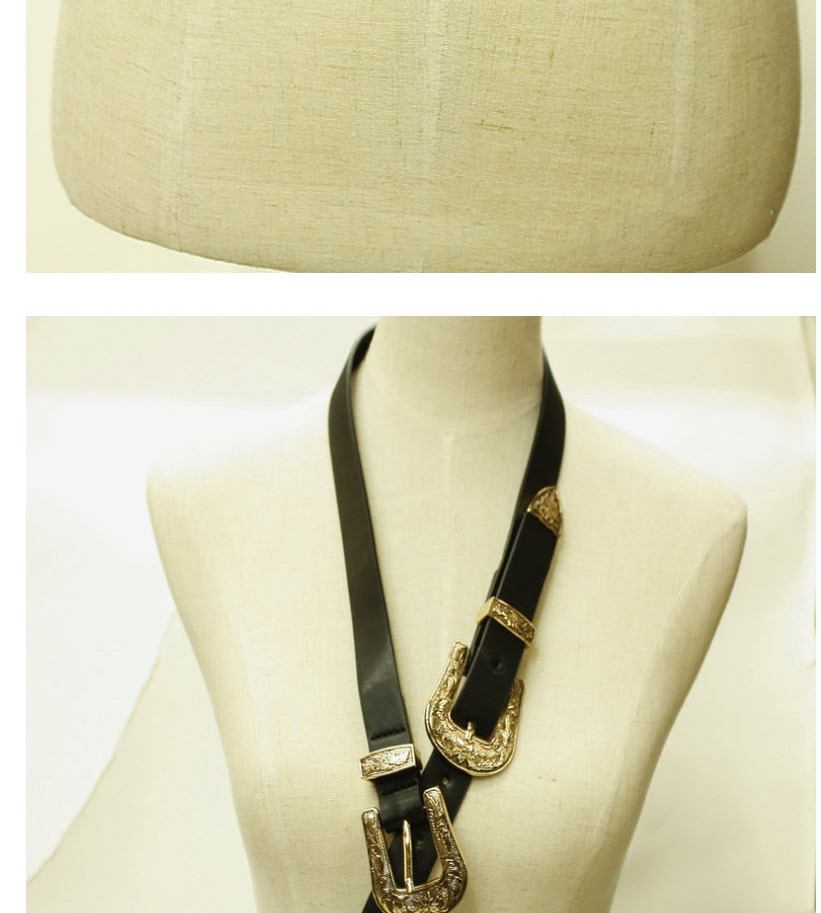 Fashion Golden Double Buckle Adjustable Metal Carved Belt,Thin belts