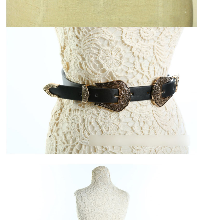 Fashion Golden Double Buckle Adjustable Metal Carved Belt,Thin belts