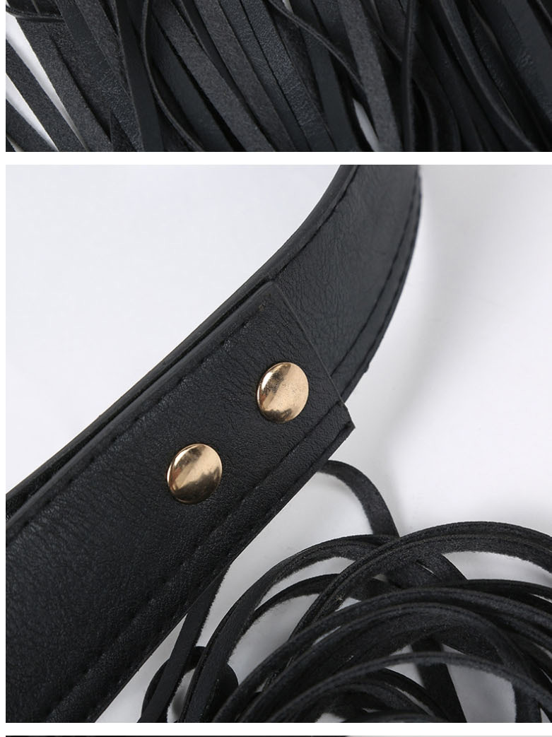 Fashion Black Wide Fringed Studded Belt,Wide belts