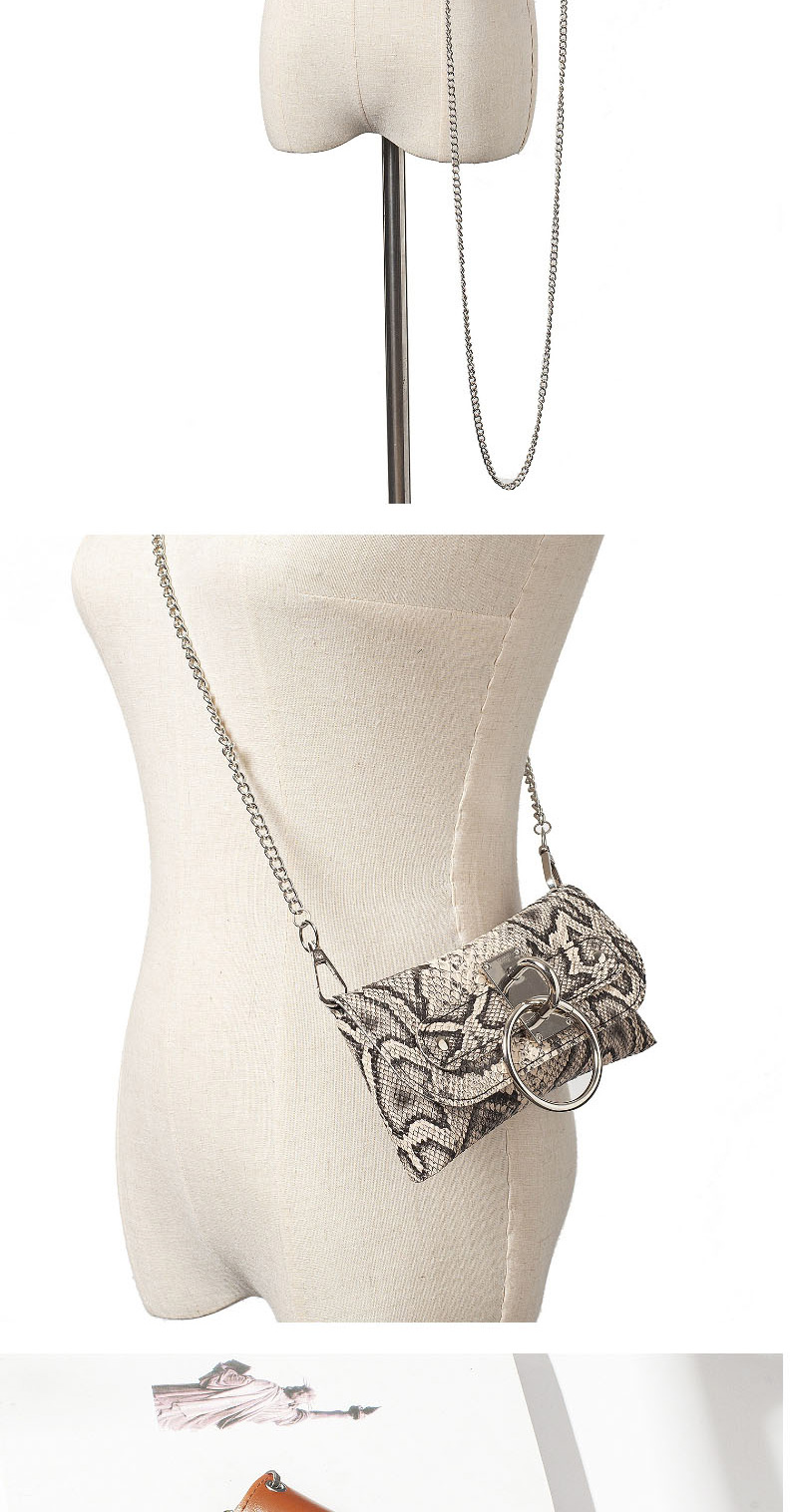 Fashion Apricot Snake Pattern Detachable Chain Large Loop Messenger Belt Belt Bag,Thin belts