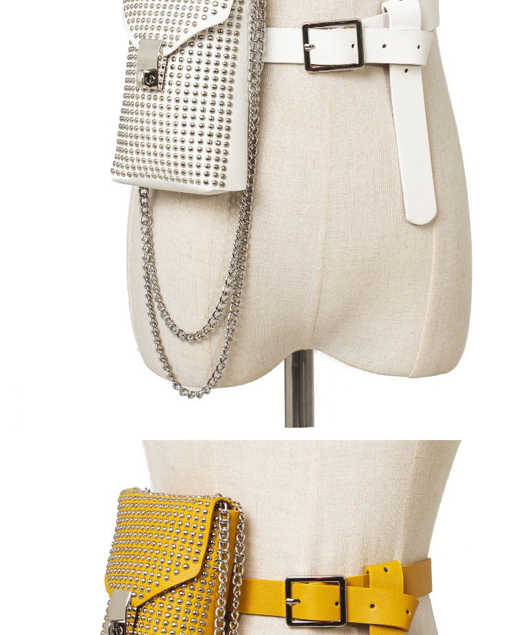 Fashion White Studded Pu Chain Lock Belt Belt Bag,Thin belts
