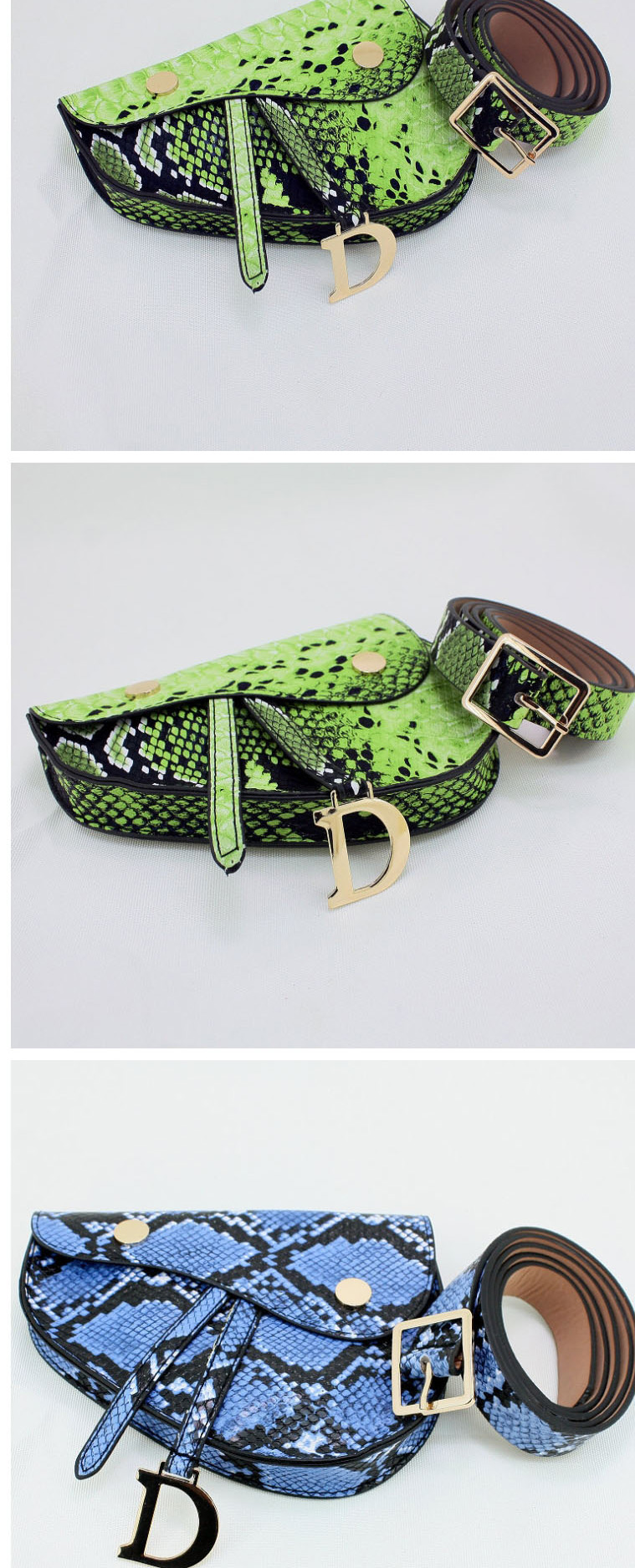 Fashion Black Snakeskin Buckle Geometric Flap Belt Belt Bag,Thin belts