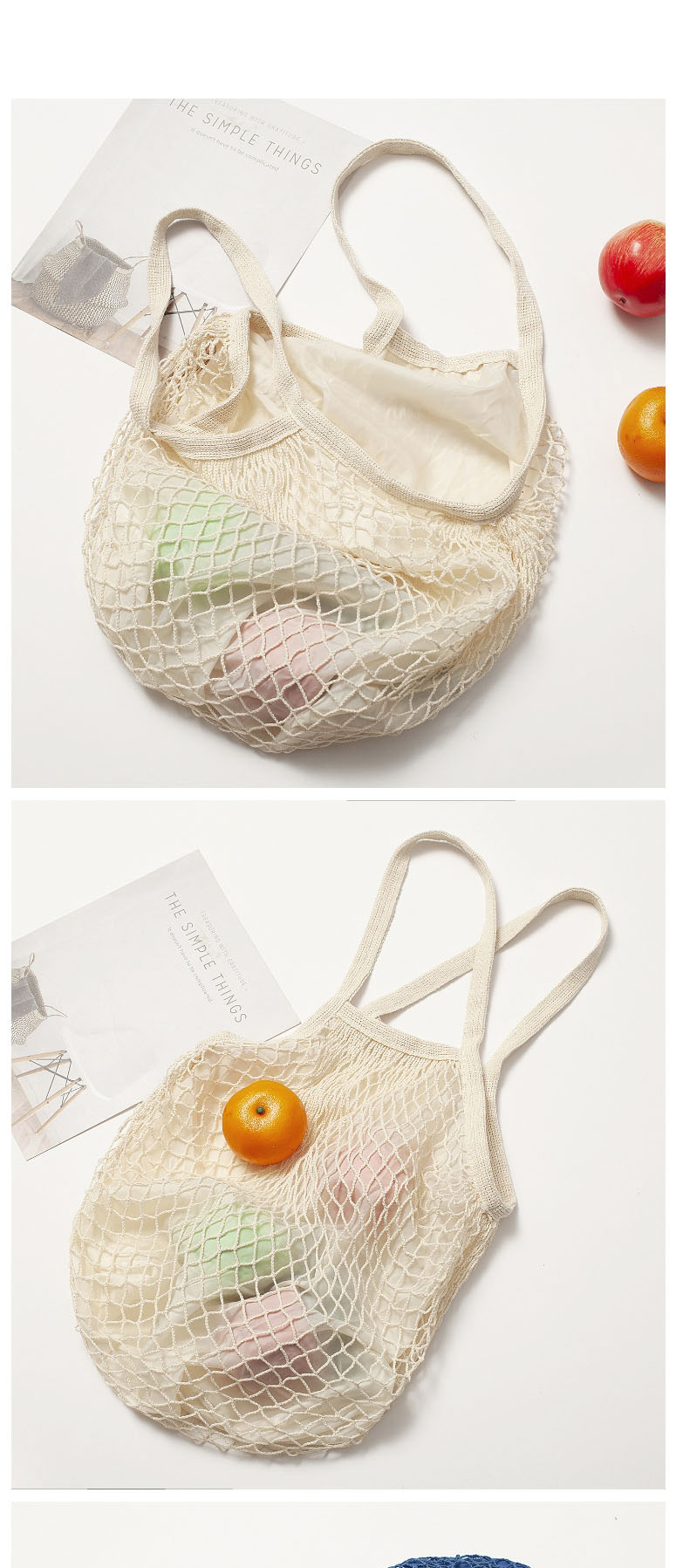 Fashion Orange Cotton Mesh Large Capacity Supermarket Shopping Net Bag,Messenger bags