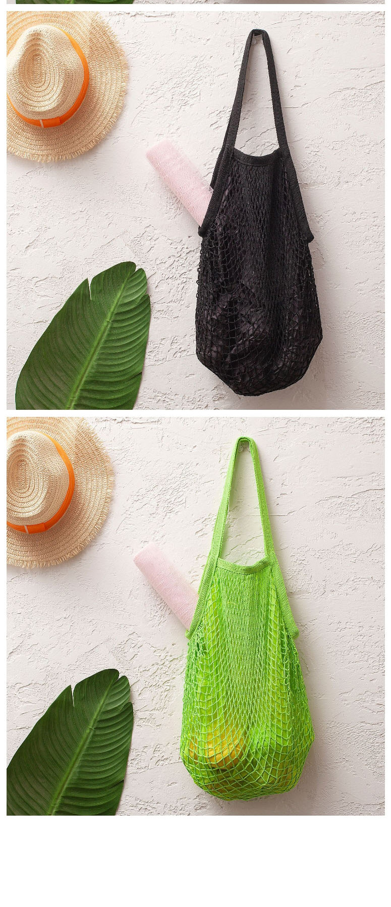 Fashion Black Cotton Mesh Large Capacity Supermarket Shopping Net Bag,Messenger bags