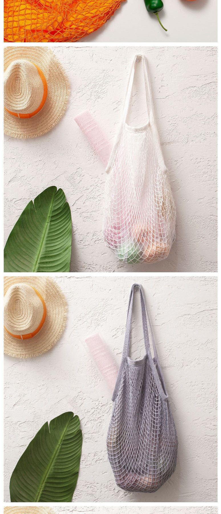 Fashion Creamy-white Cotton Mesh Large Capacity Supermarket Shopping Net Bag,Messenger bags