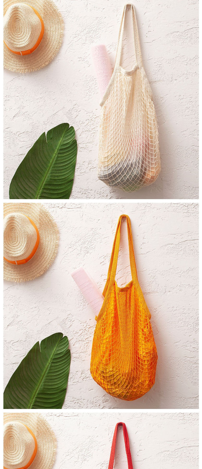 Fashion Yellow Cotton Mesh Large Capacity Supermarket Shopping Net Bag,Messenger bags