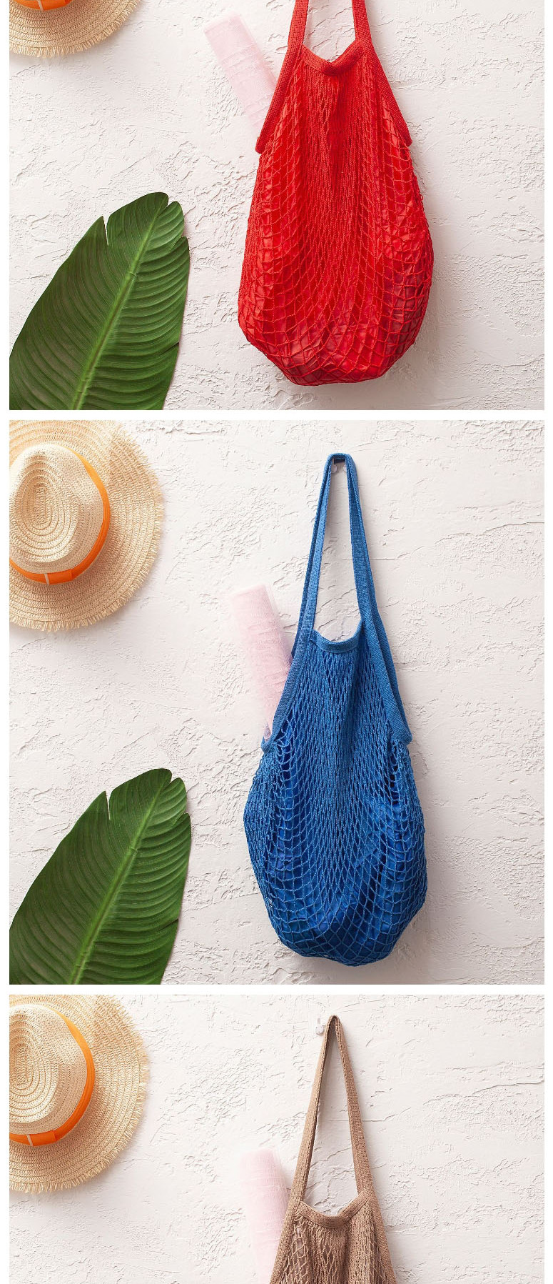 Fashion Blue Cotton Mesh Large Capacity Supermarket Shopping Net Bag,Messenger bags