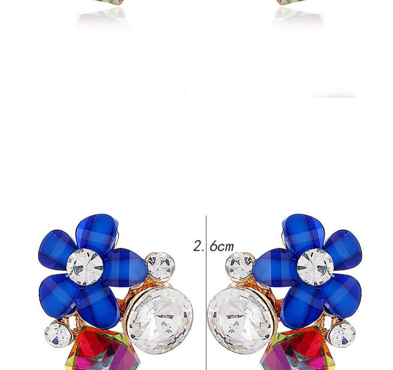 Fashion Red Alloy Crystal Flower Stud Earrings,Stud Earrings