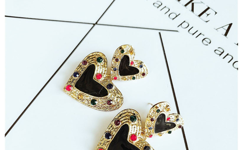 Fashion Yellow Alloy Irregular Heart Diamond Earrings,Drop Earrings
