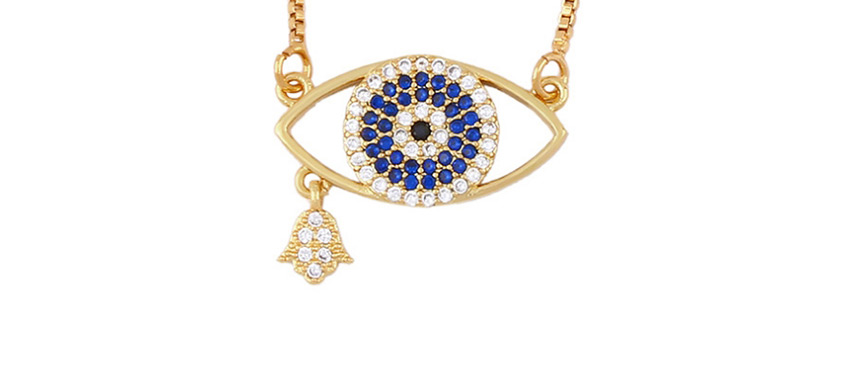 Fashion Blue Micro-set Colorful Zircon Eye Cutout Geometric Necklace,Necklaces