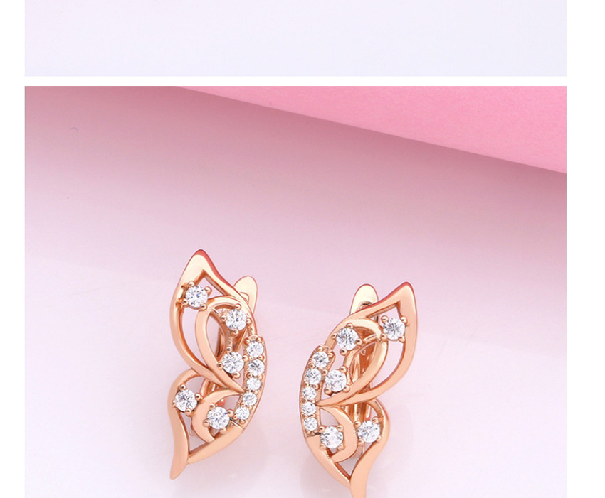 Fashion Rose Gold Geometric Butterfly Cutout Earrings,Earrings