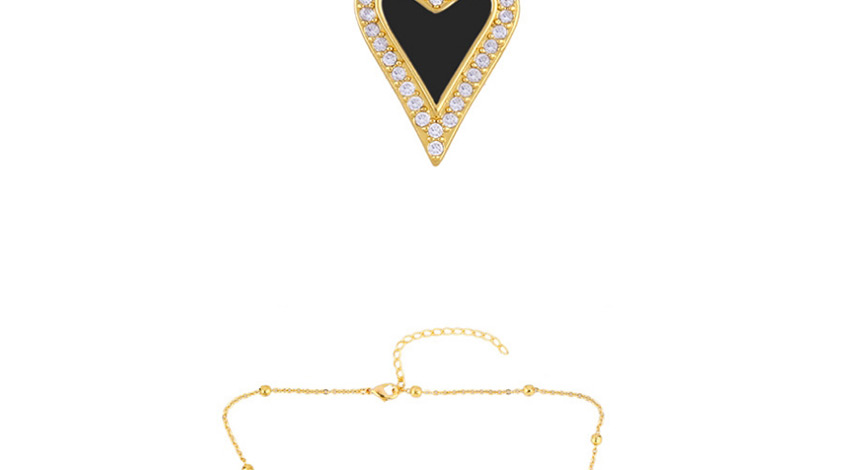 Fashion Black Love Diamond Drop Bead Necklace,Necklaces