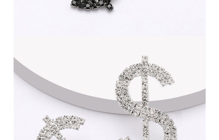 Fashion Silver Dollar Sign Alloy Diamond Earrings,Stud Earrings