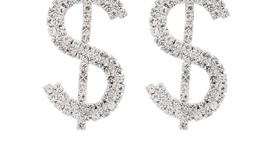 Fashion Silver Dollar Sign Alloy Diamond Earrings,Stud Earrings