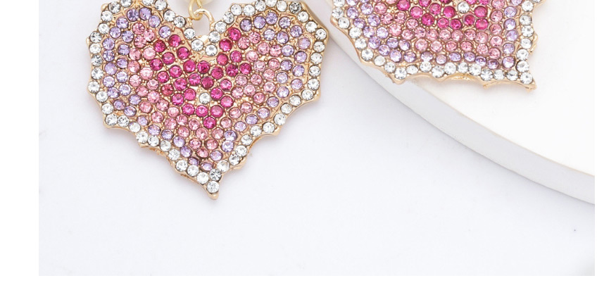 Fashion Pink Multi-layered Gradient Pearl Love Alloy Diamond Earrings,Drop Earrings