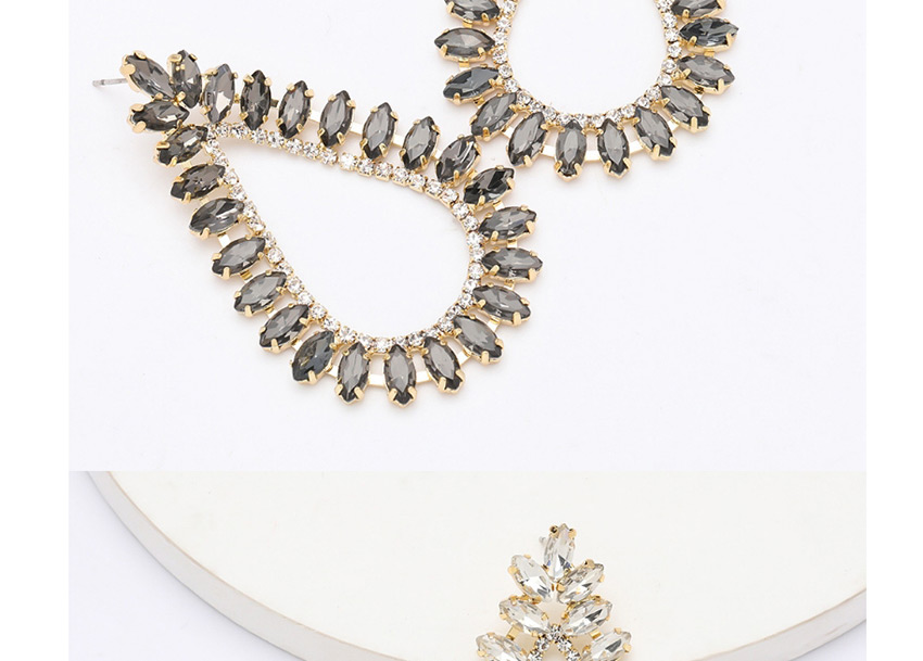 Fashion Black Drop-shaped Alloy Cutout Earrings With Diamonds,Stud Earrings