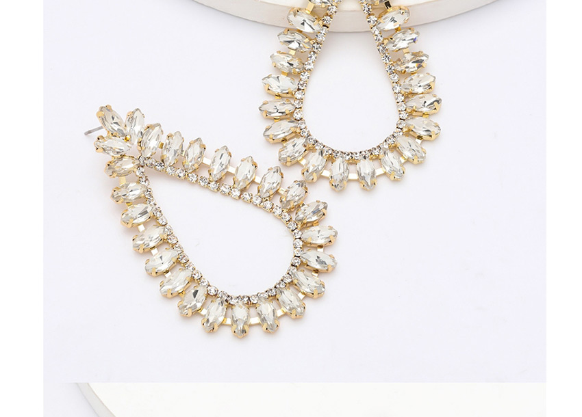 Fashion Black Drop-shaped Alloy Cutout Earrings With Diamonds,Stud Earrings