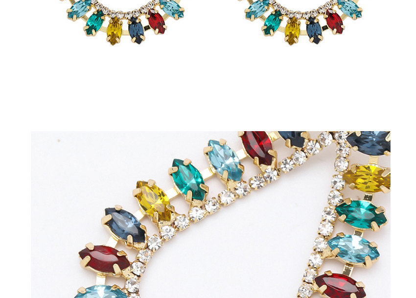 Fashion Golden Drop-shaped Alloy Cutout Earrings With Diamonds,Stud Earrings