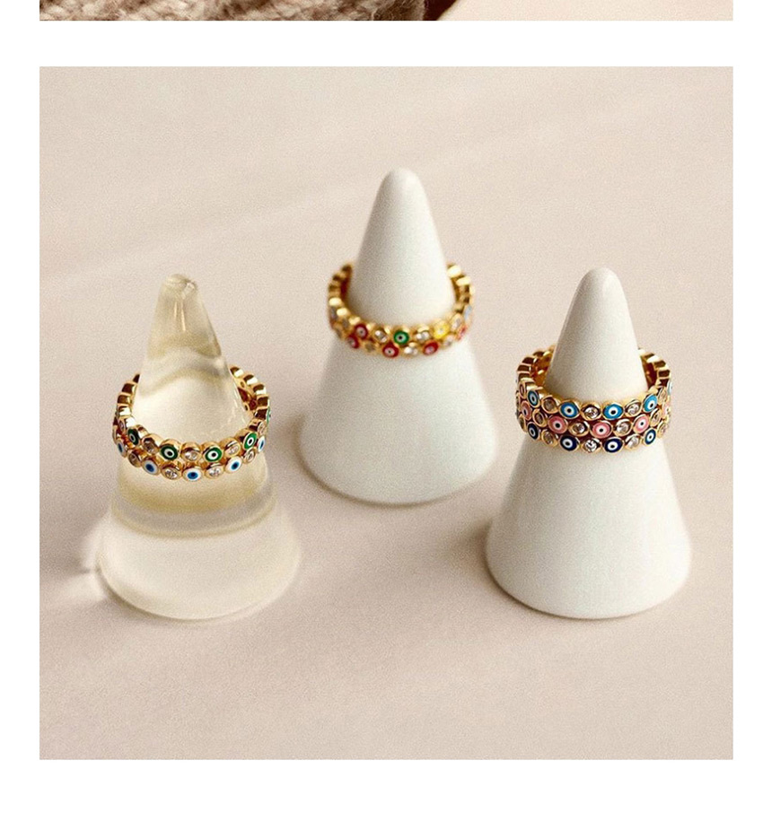Fashion Color Mixing Gold-plated Closed Eyes Ring With Oil And Diamonds,Fashion Rings