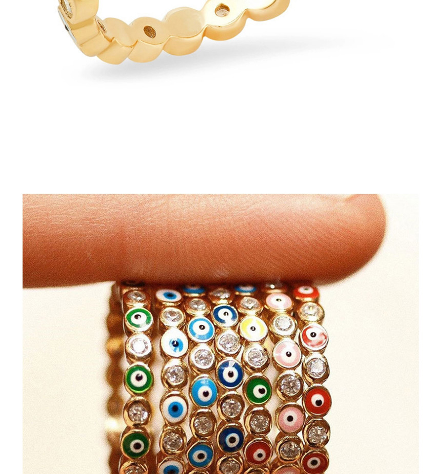 Fashion Color Mixing Gold-plated Closed Eyes Ring With Oil And Diamonds,Fashion Rings