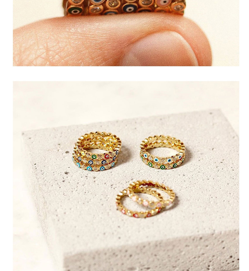 Fashion Dark Green Gold-plated Closed Eyes Ring With Oil And Diamonds,Fashion Rings