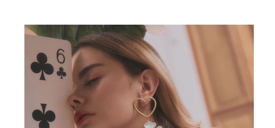 Fashion White Flower Drop Love Heart Pierced Earrings,Drop Earrings