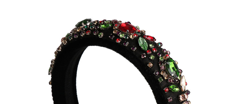 Fashion Color Mixing Pearl Rhinestone Gold Velvet Wide Hoop,Head Band