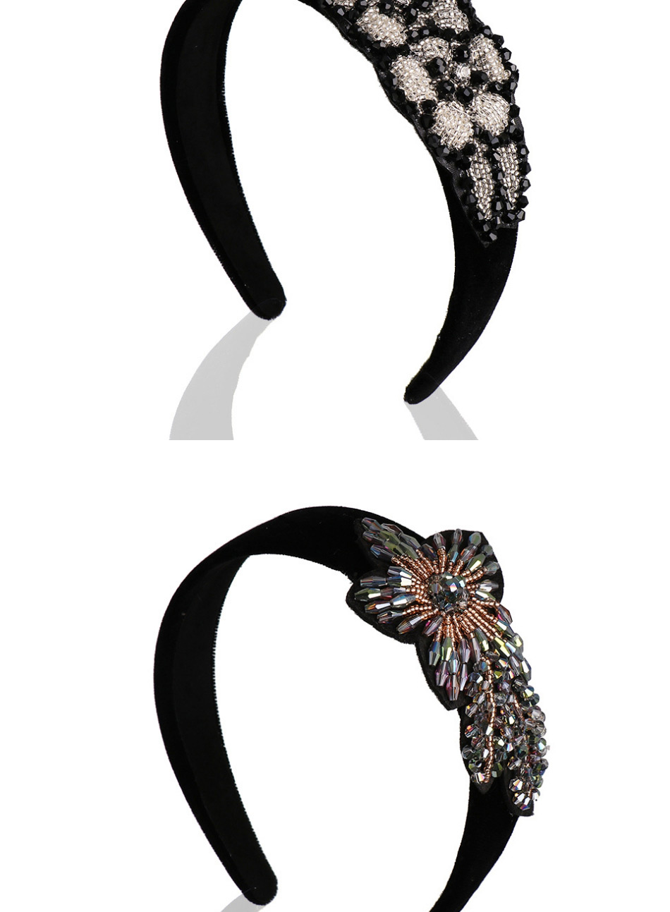 Fashion White Gold Velvet Wide Hoop With Rhinestone Flowers,Head Band
