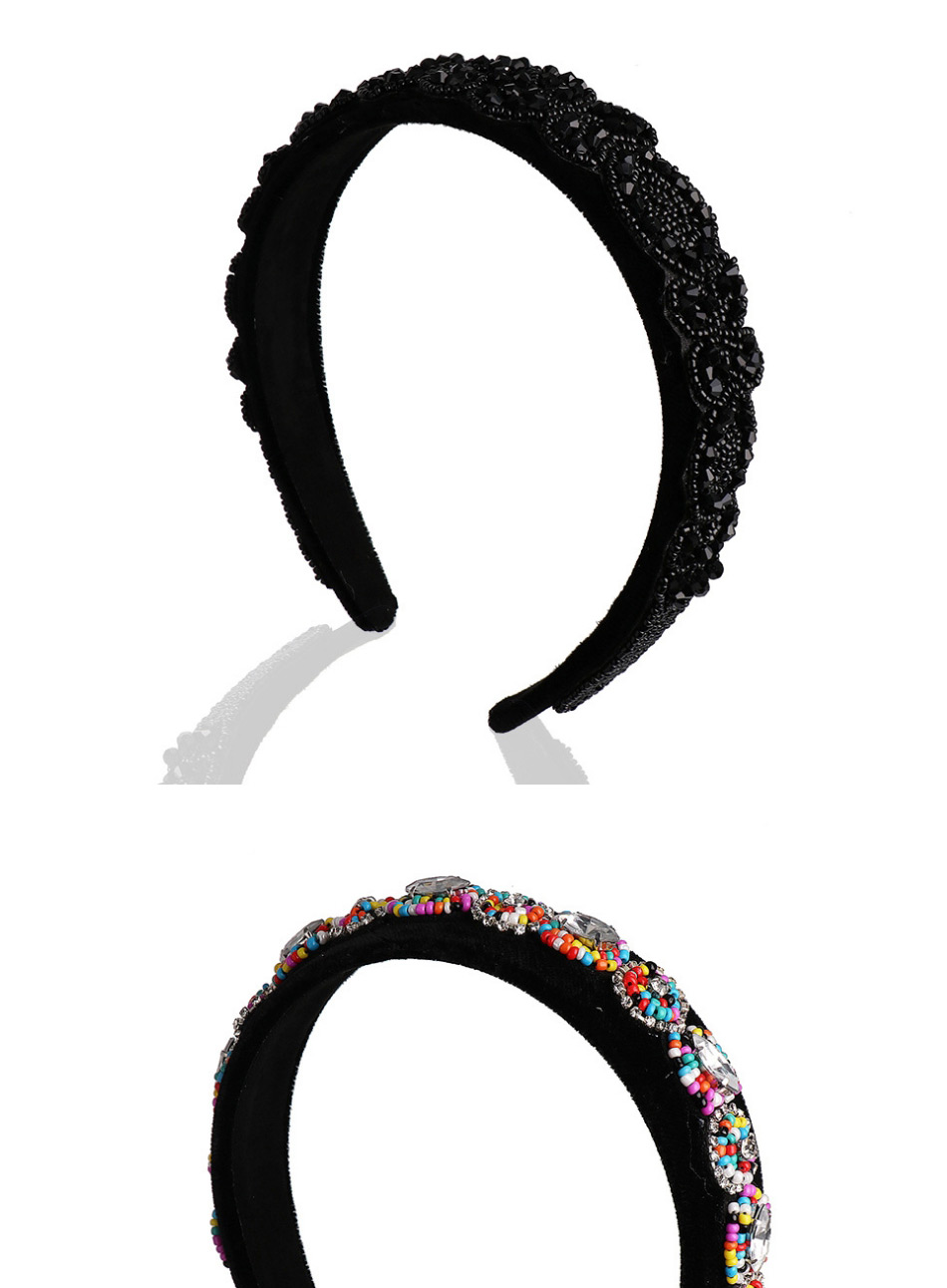 Fashion Color Gold Velvet Hairline Hoop With Rhinestones And Beads,Head Band