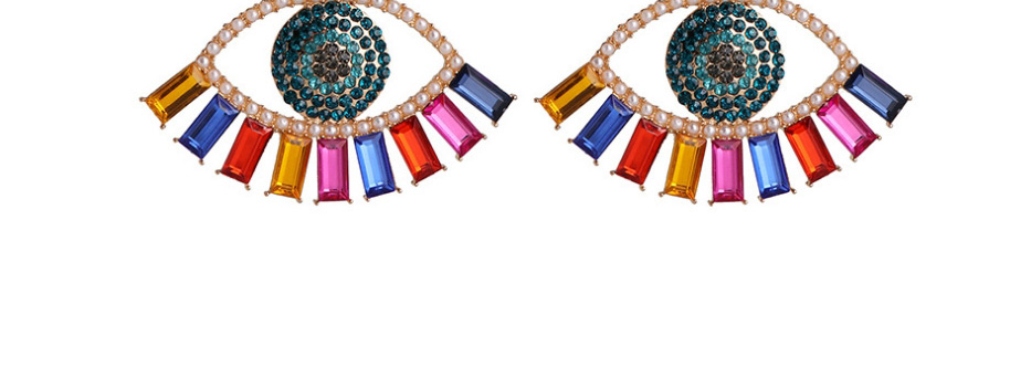 Fashion Color Pearl Eye Cutout Stud Earrings With Rhinestones,Drop Earrings