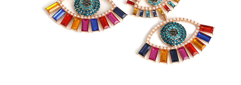 Fashion Color Pearl Eye Cutout Stud Earrings With Rhinestones,Drop Earrings