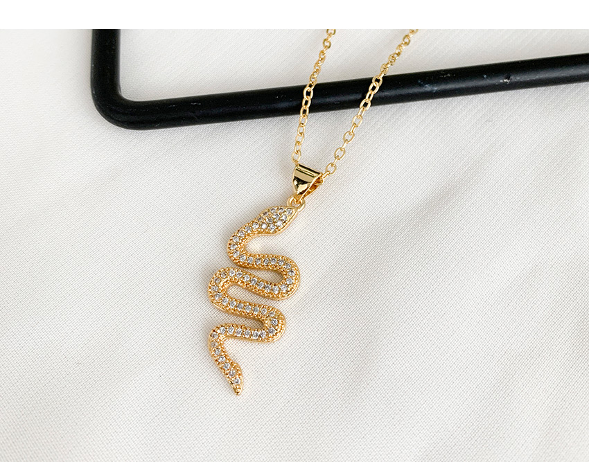 Fashion Golden Cubic Zirconia Snake Necklace,Necklaces