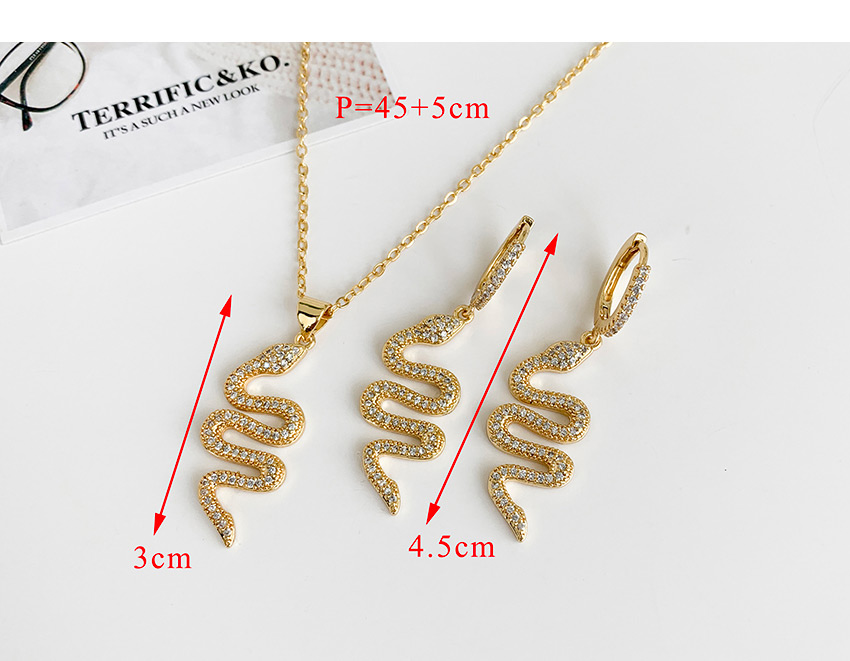 Fashion Golden Cubic Zirconia Snake Necklace,Necklaces