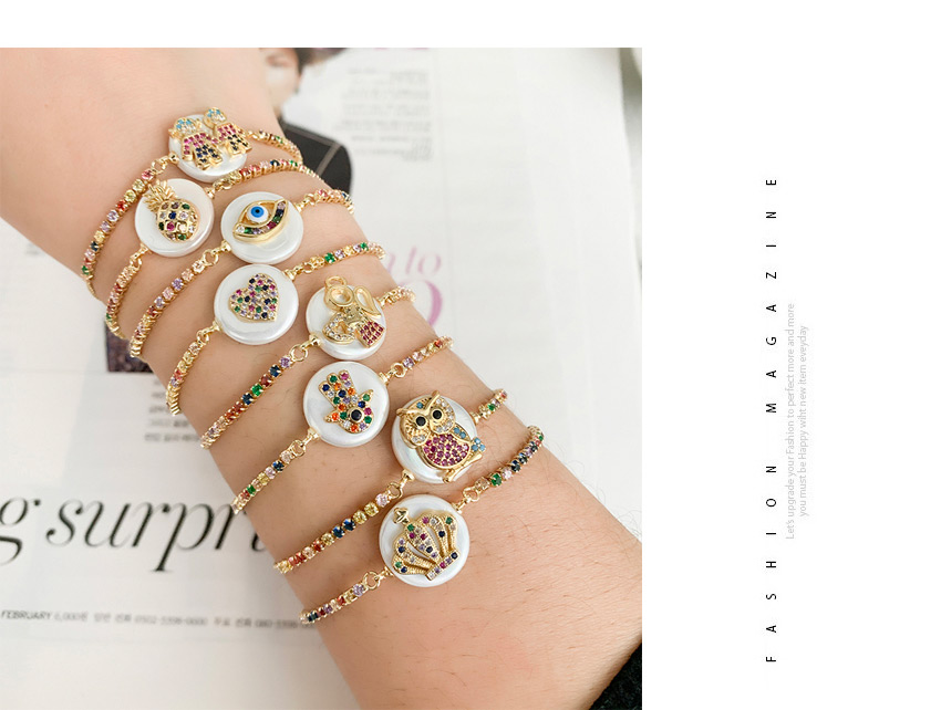 Fashion Golden Cubic Zirconia Shell Pineapple Bracelet,Bracelets