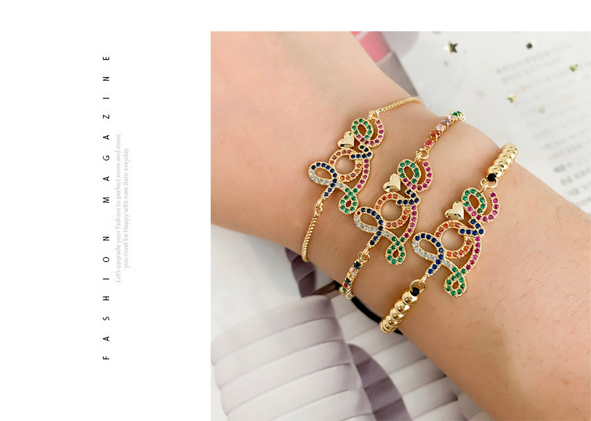 Fashion Golden Cubic Zirconia Beaded Letter Love Bracelet,Bracelets