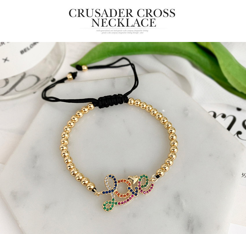 Fashion Golden Cubic Zirconia Letter Love Bracelet,Bracelets