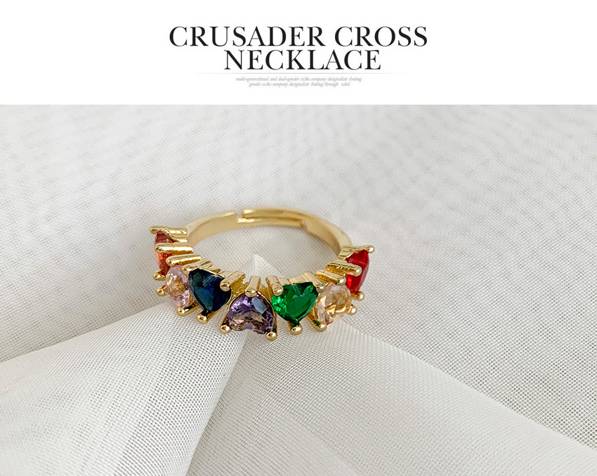 Fashion Golden Cubic Zirconia Heart Ring,Rings
