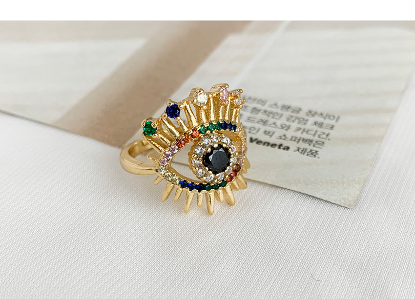 Fashion Golden Cubic Zirconia Eye Ring,Rings