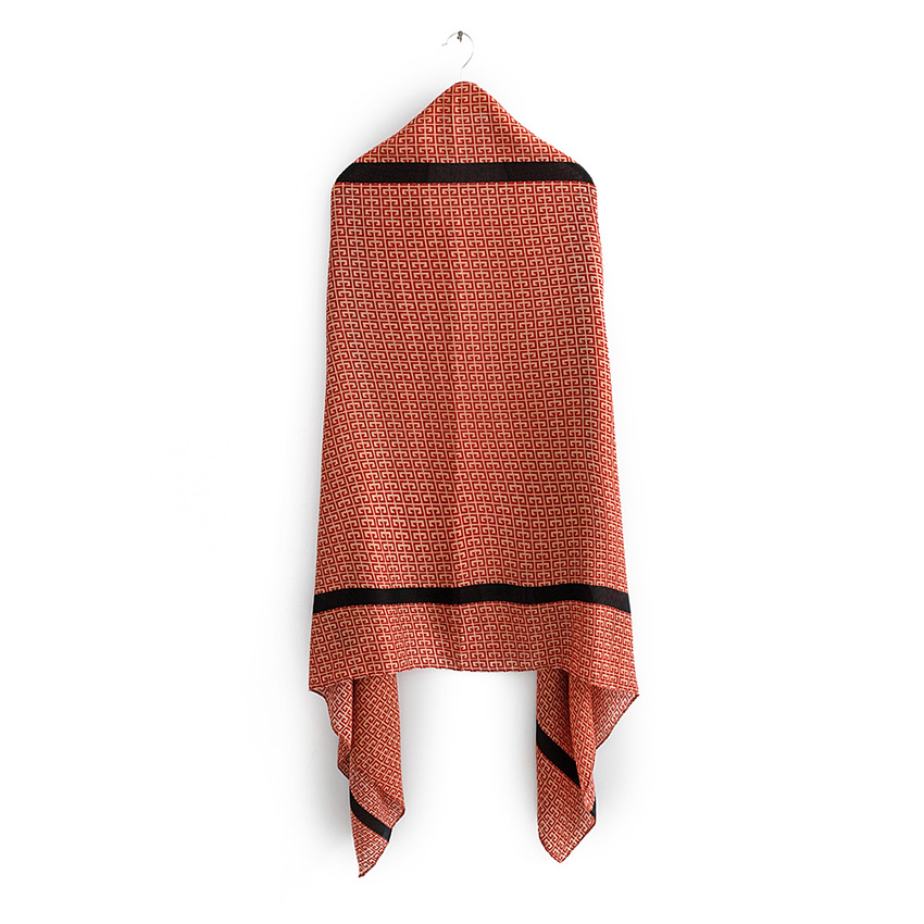 Fashion Red Contrast Vertical Stripes Geometric Pattern Scarf,Thin Scaves