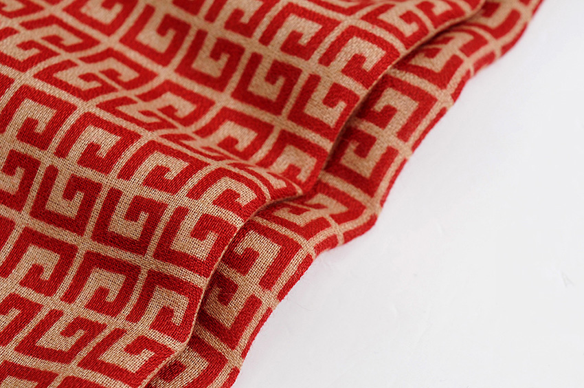 Fashion Red Contrast Vertical Stripes Geometric Pattern Scarf,Thin Scaves