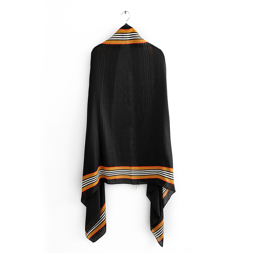 Fashion Black Contrast Vertical Stripes Printed Scarf On Both Sides,Thin Scaves
