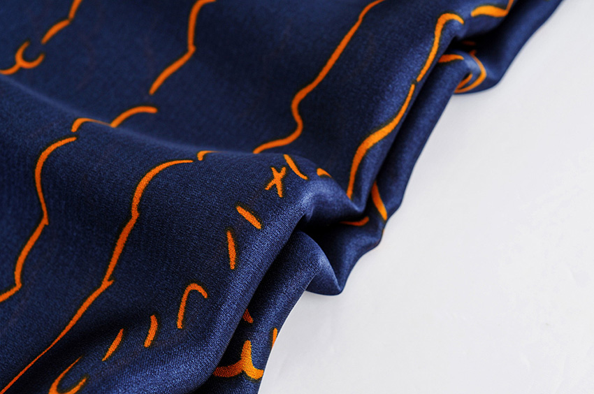 Fashion Dark Blue Abstract Contrast Print Simulation Silk Scarf,Thin Scaves