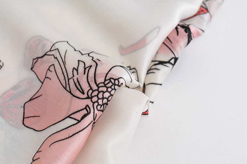Fashion White Rose Print Silk Scarf,Thin Scaves