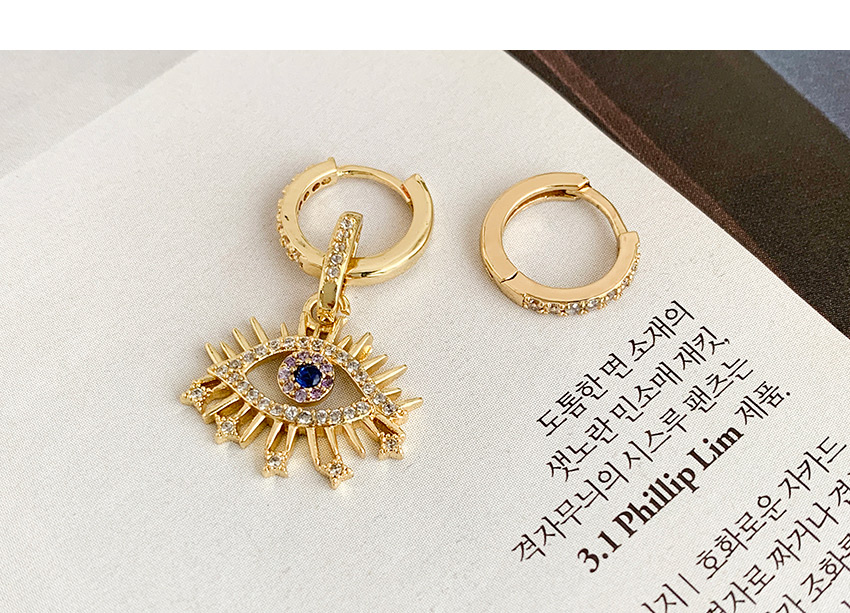 Fashion Golden Cubic Zirconia Eye Stud Earrings,Earrings