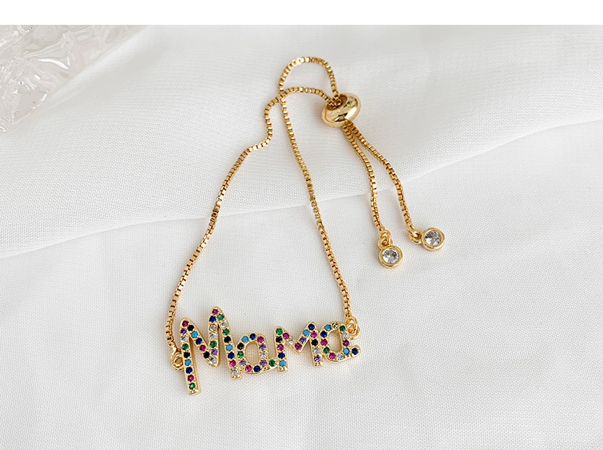 Fashion Golden Cubic Zirconia Beaded Alphabet Mama Stud Earrings,Bracelets