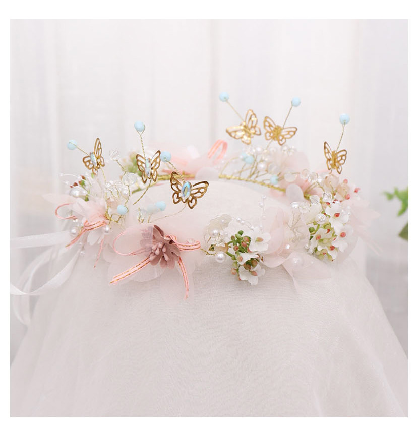 Fashion Color Pearl Lace Flower Butterfly Children Wreath,Head Band