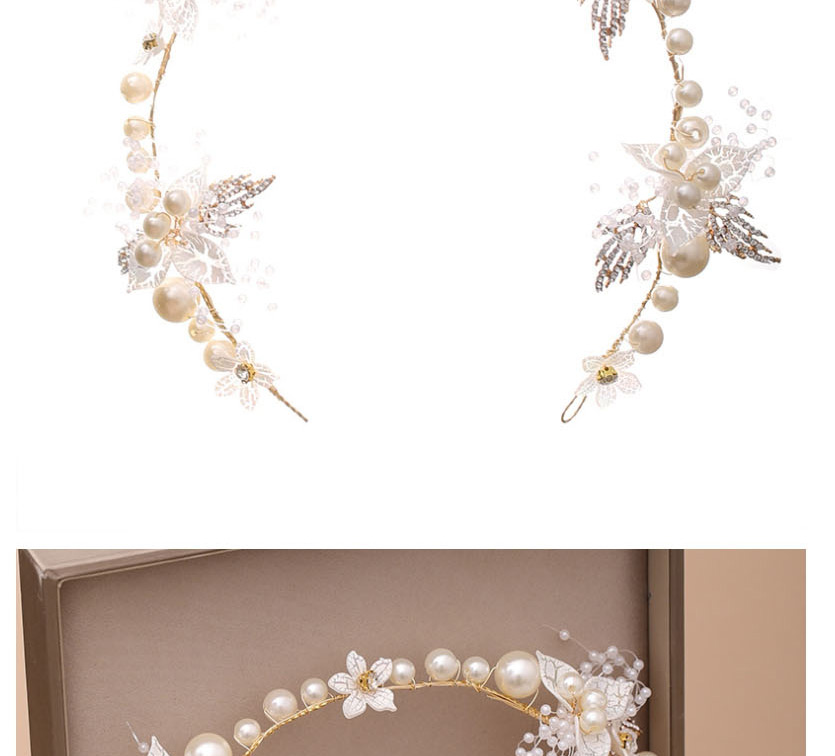 Fashion White Hand-woven Pearl Flower Headband With Diamonds,Head Band