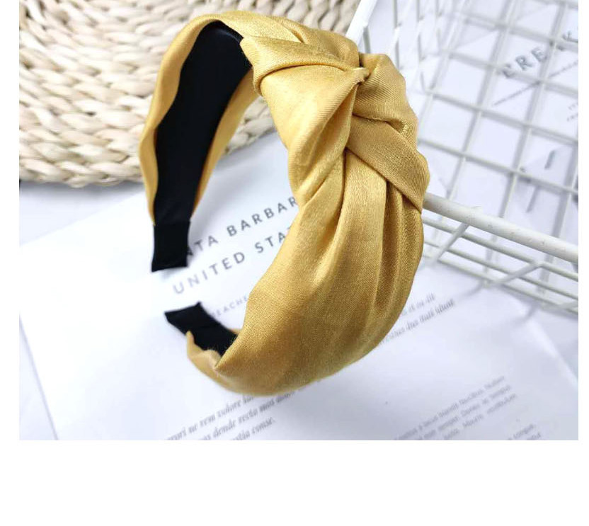 Fashion Beige Fabric Satin Knotted Wide Edge Hoop,Head Band