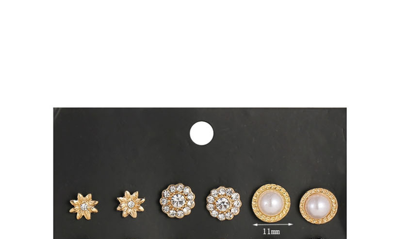 Fashion Color Mixing Diamond Flower Resin Geometric Alloy Earring Set,Earrings set