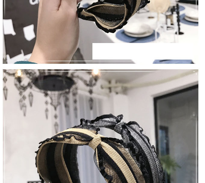 Fashion Black And Silver Lace Lace Fungus Bronze Knotted Thin Edge Hair Band,Head Band